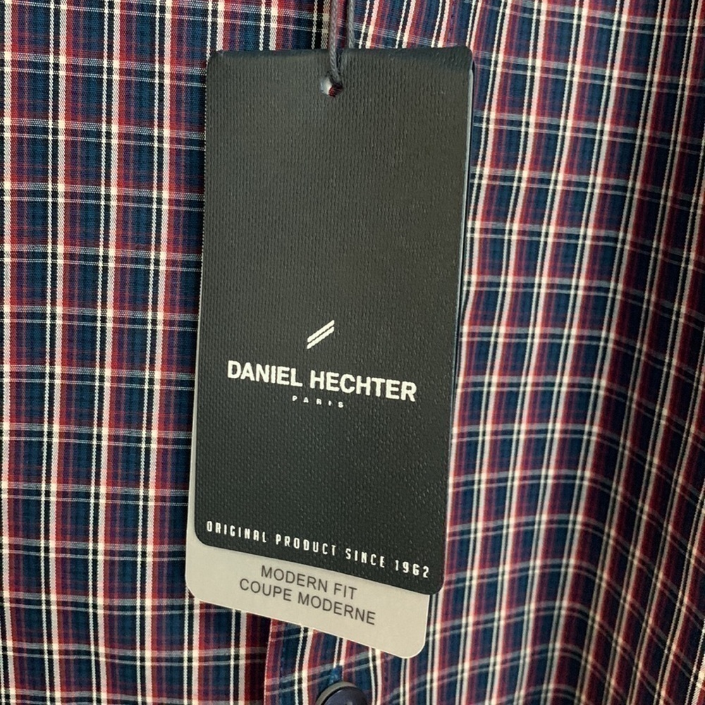 Daniel Hechter Plaid Long Sleeve Modern Fit Shirt No Iron Size M NWT - Picture 6 of 12